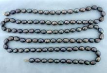 52 Inch Baroque Tahitian Pearl Rope Strand Necklace In 14k Yellow Gold