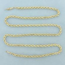 20 Inch Solid Rope Link Chain Necklace In 14k Yellow Gold