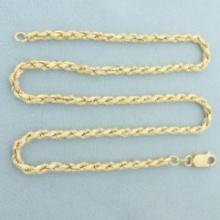 18 Inch Solid Rope Link Chain Necklace In 14k Yellow Gold