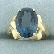 Lab Sapphire Statement Ring In 14k Yellow Gold