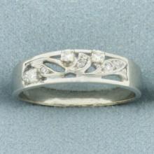 Unique Cutout Diamond Band Ring In 18k White Gold