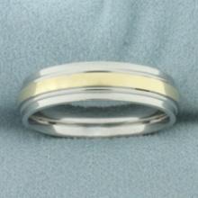 Mens Stainless Steel And Gold Wedding Band Ring In 10k Yellow Gold And Stainless Steel