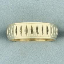 Mens Scalloped Design Wedding Band Ring In 14k Yellow Gold