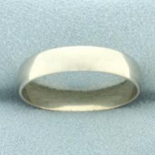 Mens Half Dome Wedding Band Ring In 14k White Gold