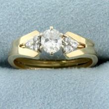 Oval Diamond Engagement Ring In 14k Yellow Gold
