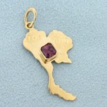 1/2ct Ruby Thailand Shaped Pendant In 18k Yellow Gold