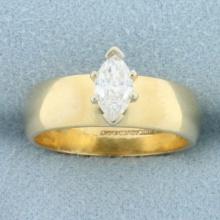 Marquise Diamond Solitaire Engagement Ring In 14k Yellow Gold