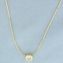 17 Inch Diamond Solitaire Slide Necklace In 14k Yellow Gold