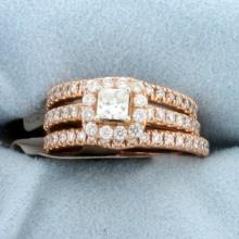 Neil Lane Princess Diamond Engagement Ring And Wedding Band Bridal Set In Rose Gold