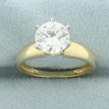 2ct Cz Solitaire Engagement Ring In 14k Yellow Gold