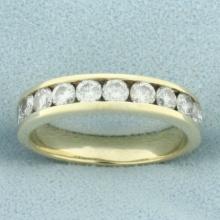 Channel Set Diamond Wedding Or Anniversary Band Ring In 14k Yellow Gold