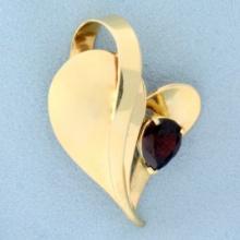 Designer Garnet Abstract Heart Pendant In 14k Yellow Gold