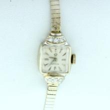 Vintage Omega Manual Wind Womens Watch In Solid 14k White Gold