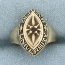 Vintage Queens University Class Ring In 10k Yellow Gold