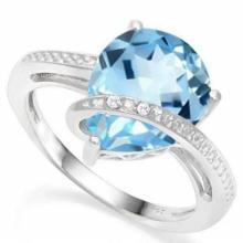 3d 4.5ctw Pear Cut Sky Blue Topaz & Diamond Ring In Platinum Over Sterling Silver