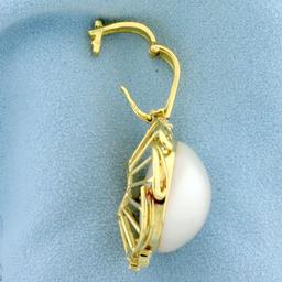 Large Mabe Pearl And Diamond Statement Pendant In 18k Yellow Gold
