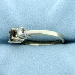 Golden Chrysoberyl And Diamond Ring In 14k White Gold