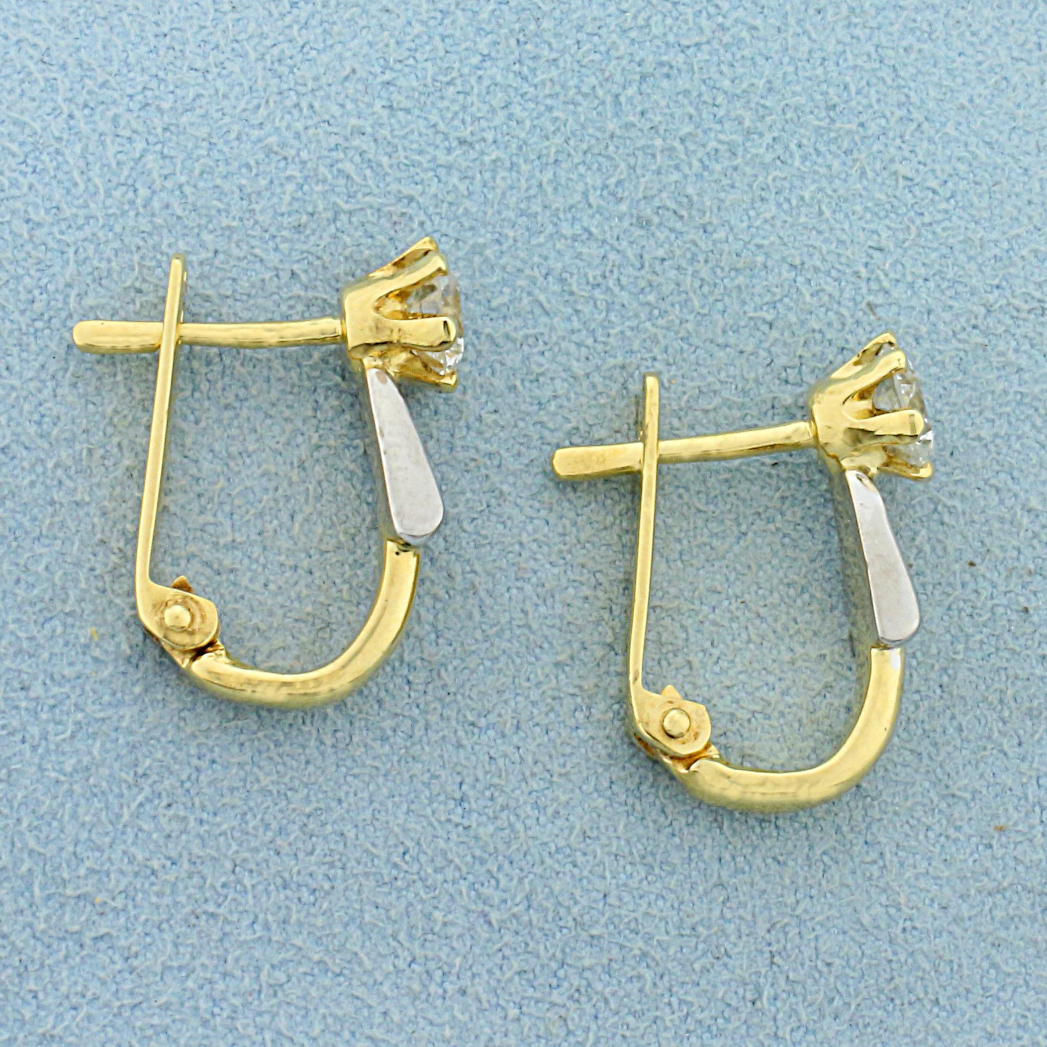 1.25ct Tw Diamond Half Hoop Earrings In 18k Yellow And White Gold