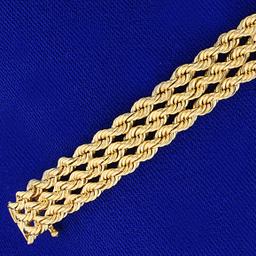 Engravable Rope Chain Style Id Bracelet In 14k Yellow Gold