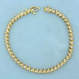 2ct Tw Diamond Tennis Bracelet In 10k Yellow Gold