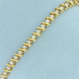 2ct Tw Diamond Tennis Bracelet In 10k Yellow Gold