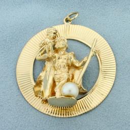 Saint Christopher Pendant In 14k Yellow Gold