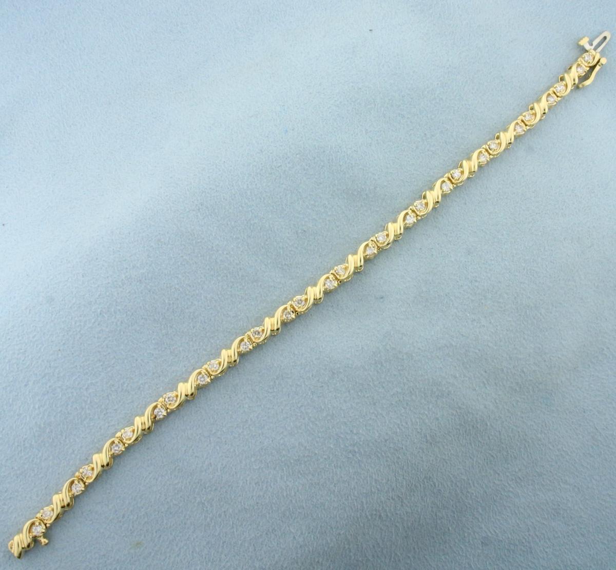 1ct Tw Diamond Bracelet In 14k Yellow Gold