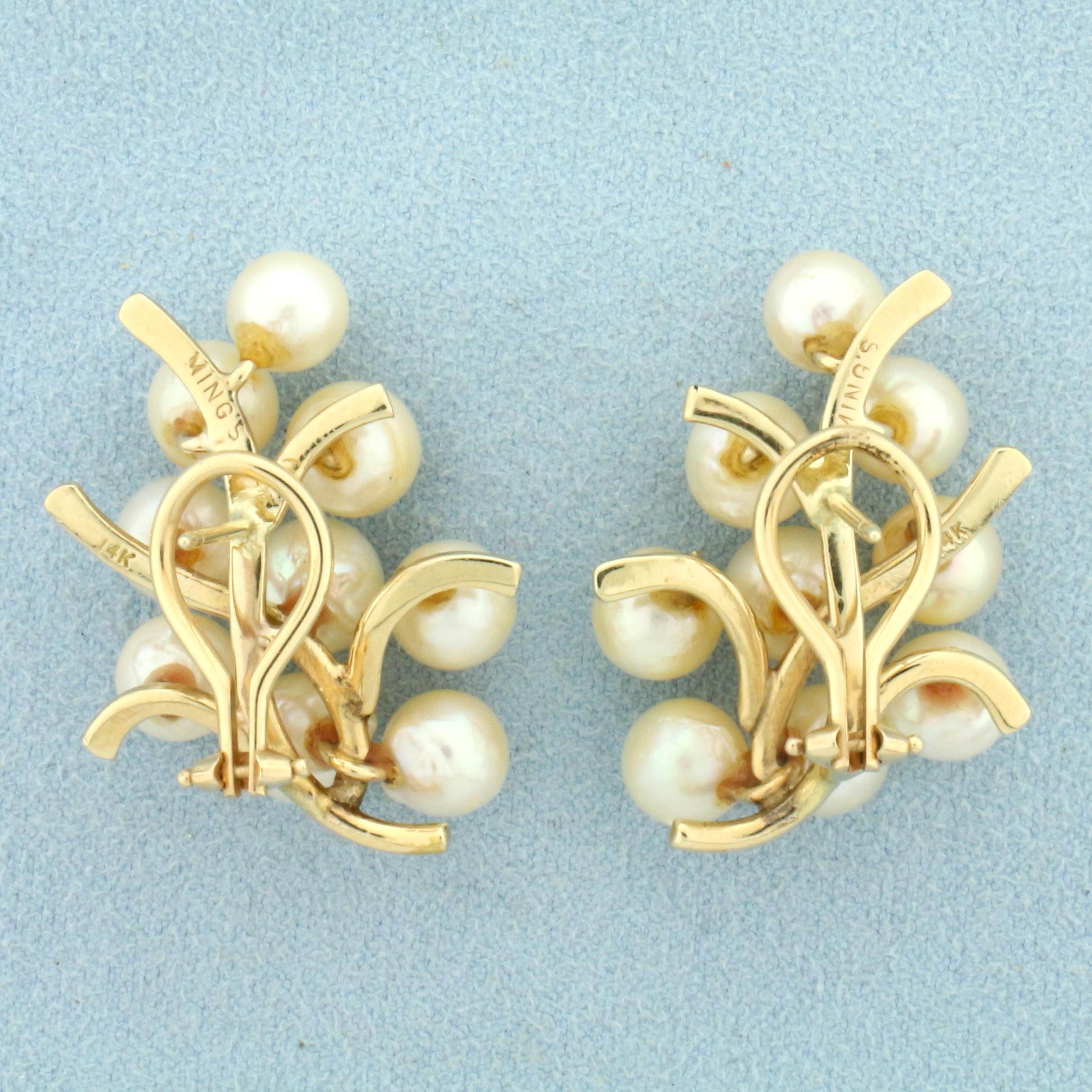 Designer Ming's Pearl Earrings In 14k Yellow Gold