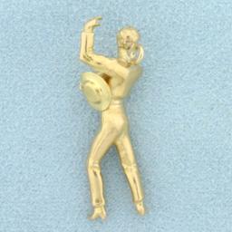 Flamenco Dancer Pendant In 14k Yellow Gold