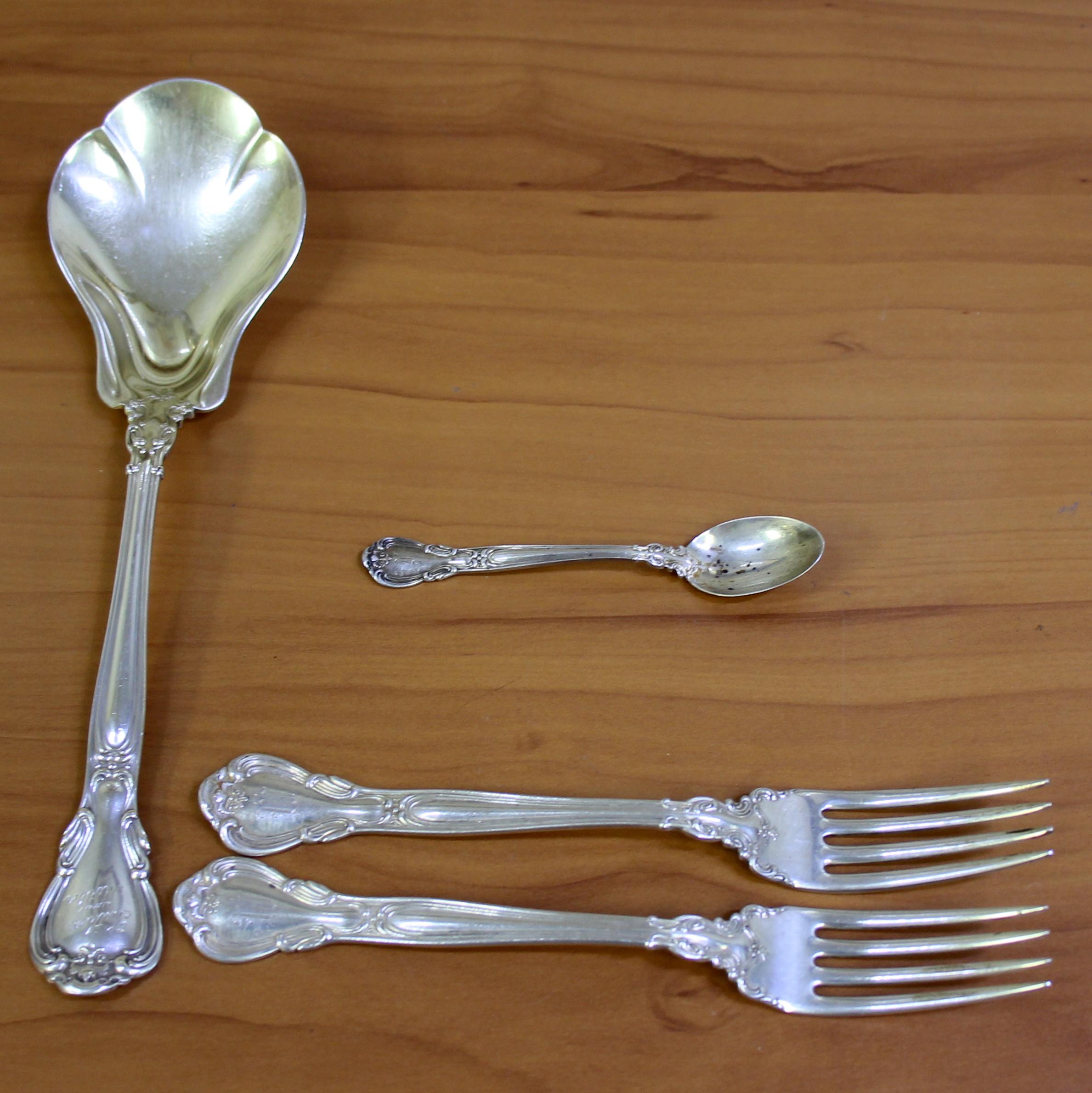 Vintage Set Of 4 Piece Gorham Chantilly Sterling Silver Flatware