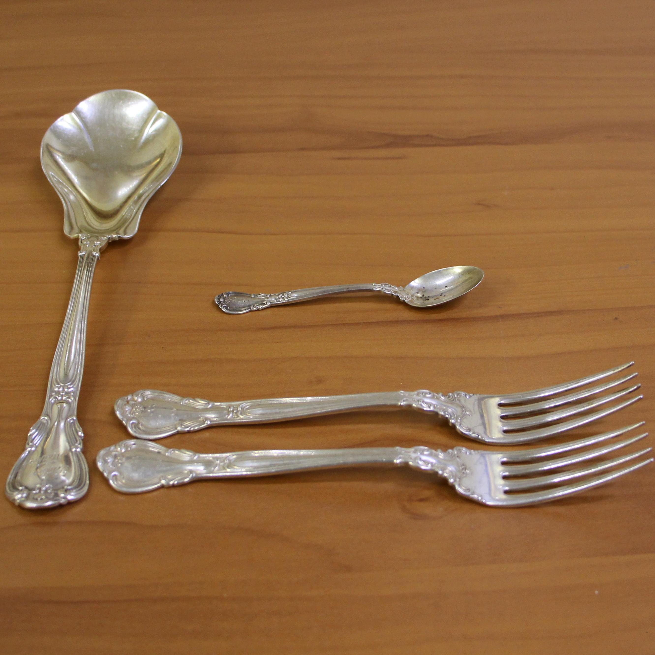 Vintage Set Of 4 Piece Gorham Chantilly Sterling Silver Flatware