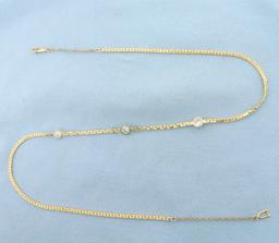 1ct Diamond Station Necklace In 14k Yellow Gold