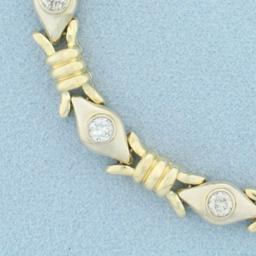 Diamond Eye Design Two Tone Bracelet In 14k Yellow And White Gold