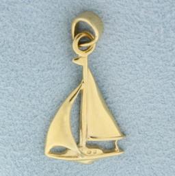 Sailboat Pendant In 14k Yellow Gold