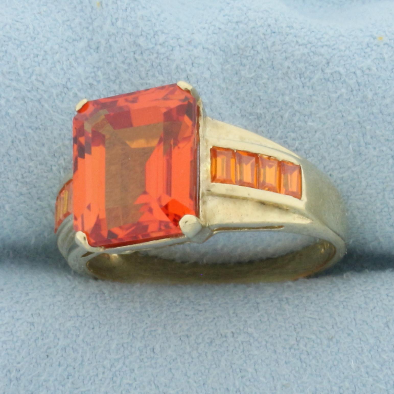 Lab Orange Sapphire Ring In 10k Yellow Gold