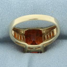 Lab Orange Sapphire Ring In 10k Yellow Gold