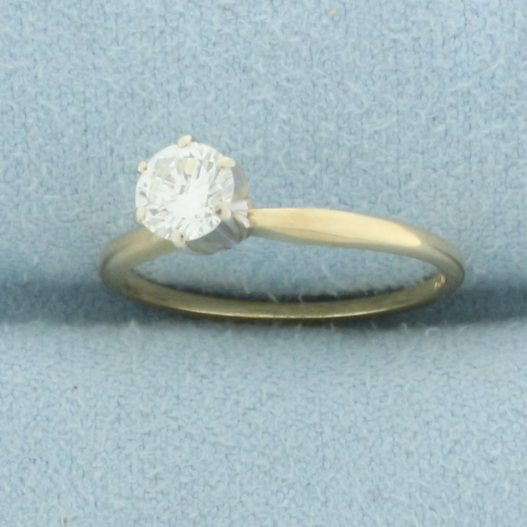 1/2ct Solitaire Diamond Engagement Ring In 14k Yellow Gold