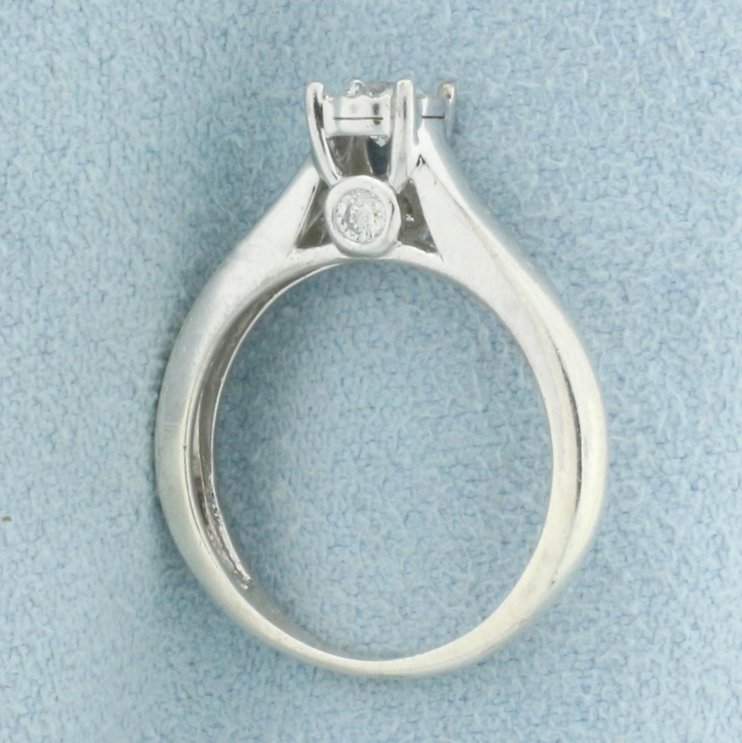 Illusion Set Diamond Engagement Ring In Sterling Silver
