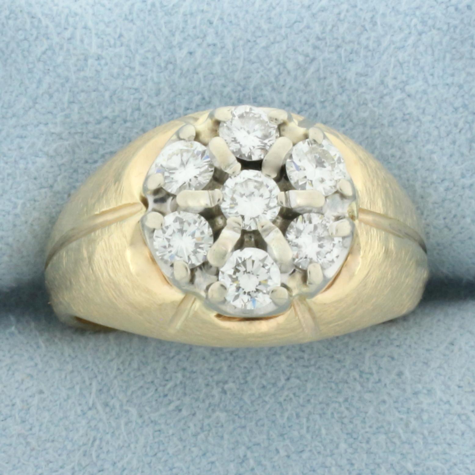 Diamond Target Design Ring In 14k Yellow Gold