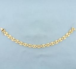 Italian Quilted Puffy Design Link Bracelet In 14k Yellow Gold