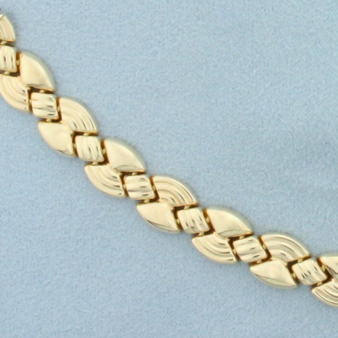 Italian Quilted Puffy Design Link Bracelet In 14k Yellow Gold