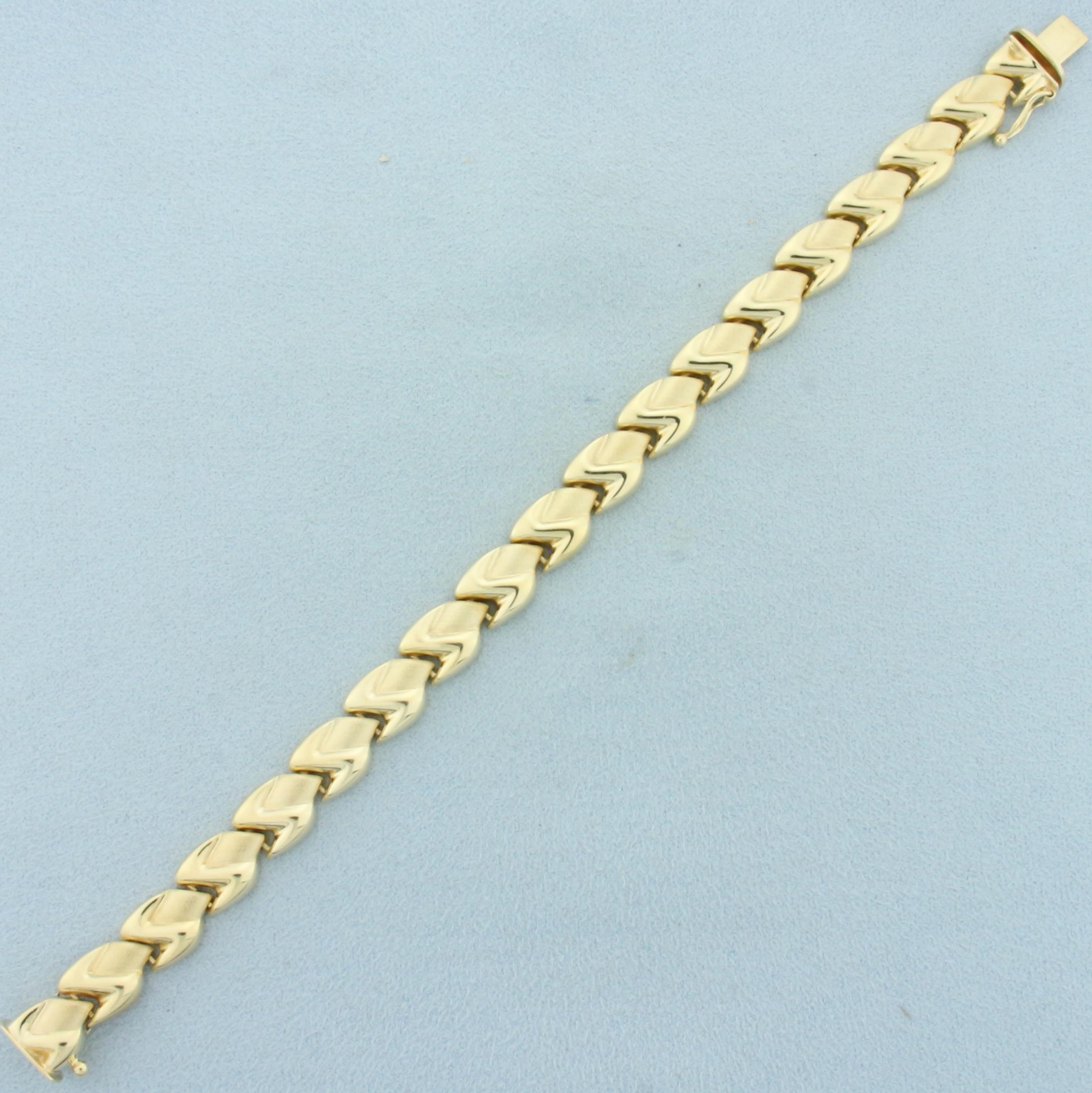 Italian High Polish And Satin Finish Puffy Link Bracelet In 14k Yellow Gold