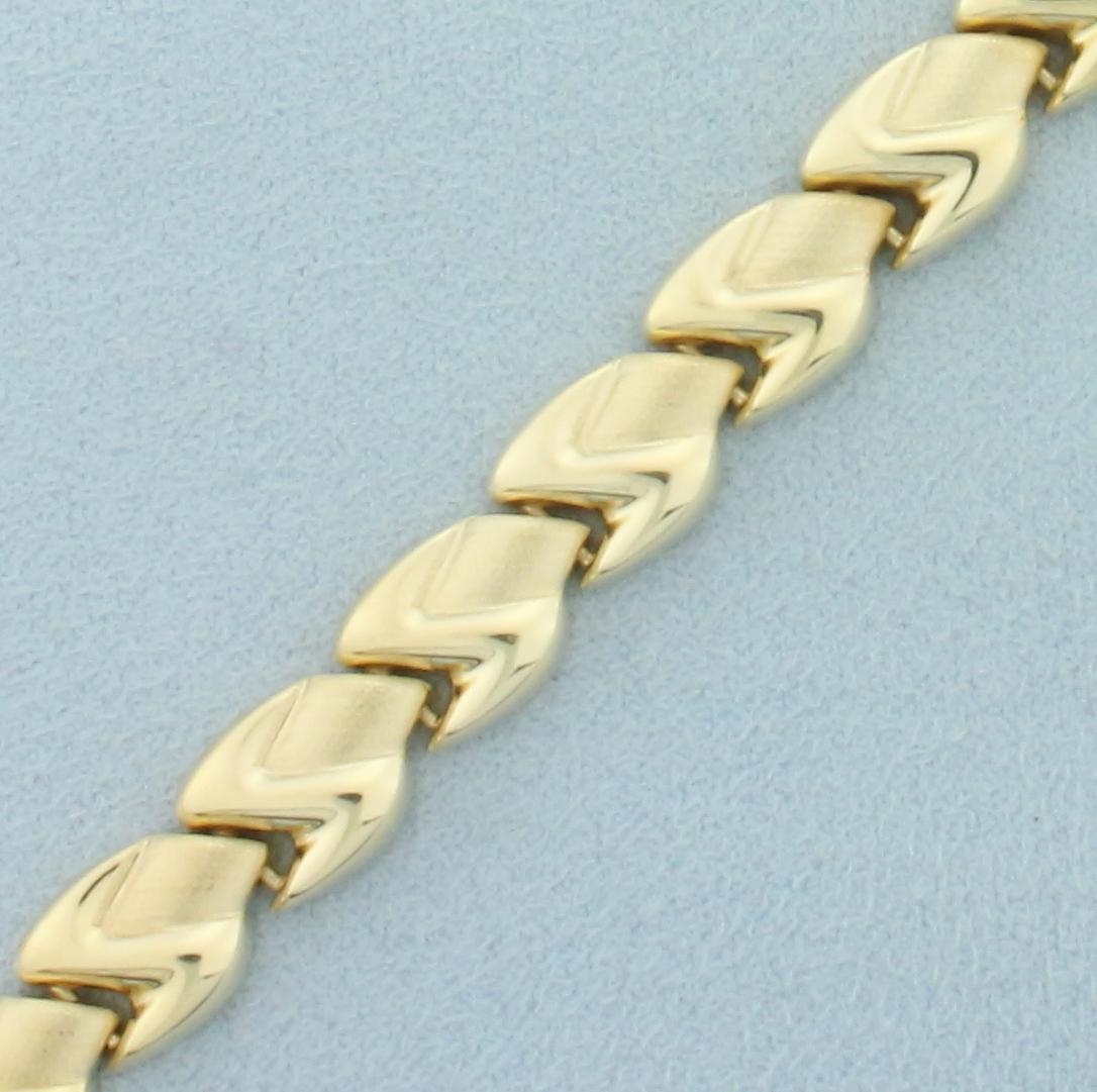 Italian High Polish And Satin Finish Puffy Link Bracelet In 14k Yellow Gold