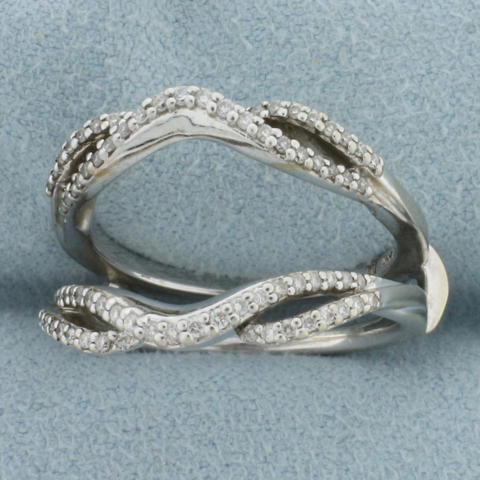 Pave Set Diamond Ring Jacket In 14k White Gold