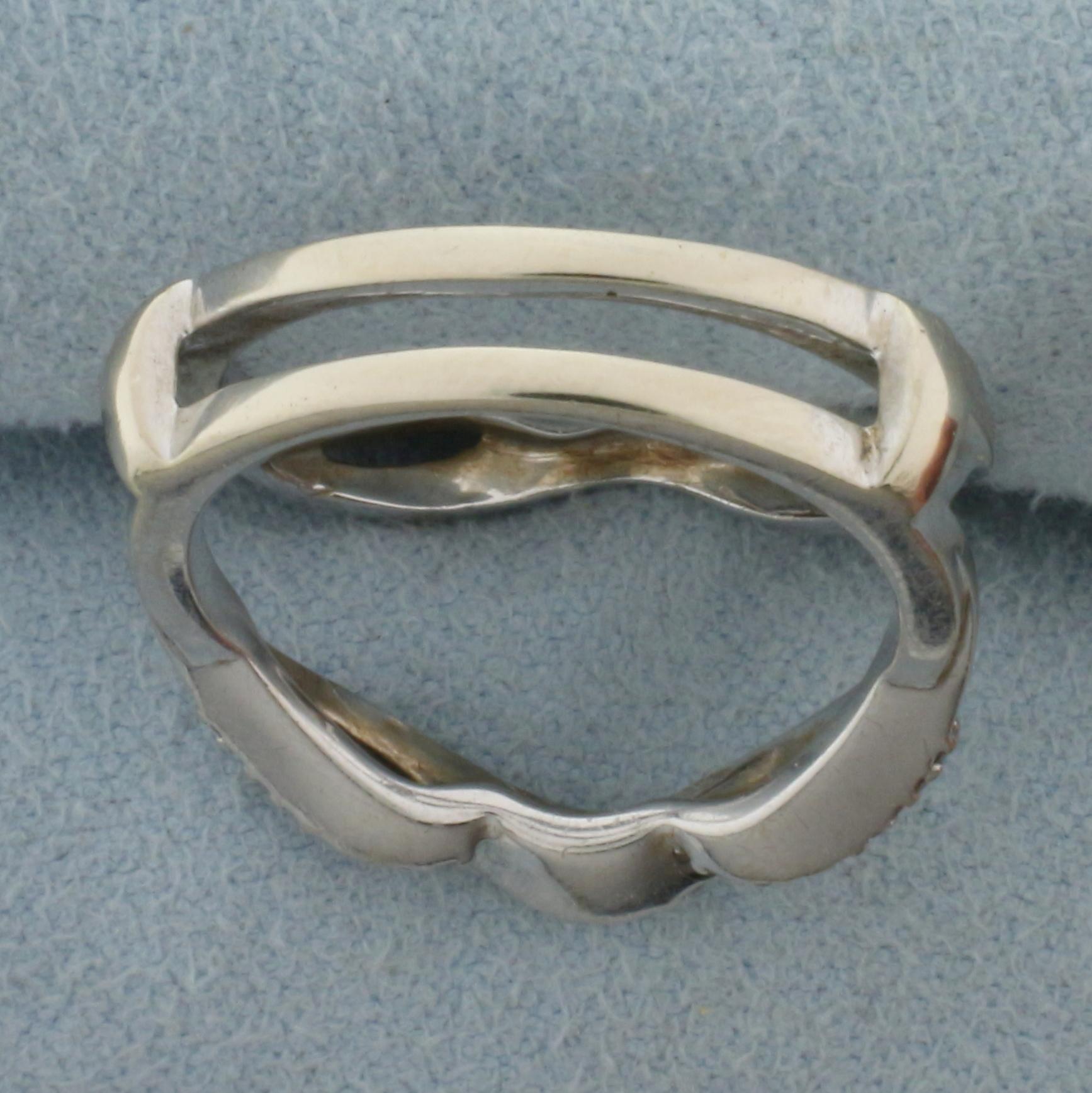 Pave Set Diamond Ring Jacket In 14k White Gold