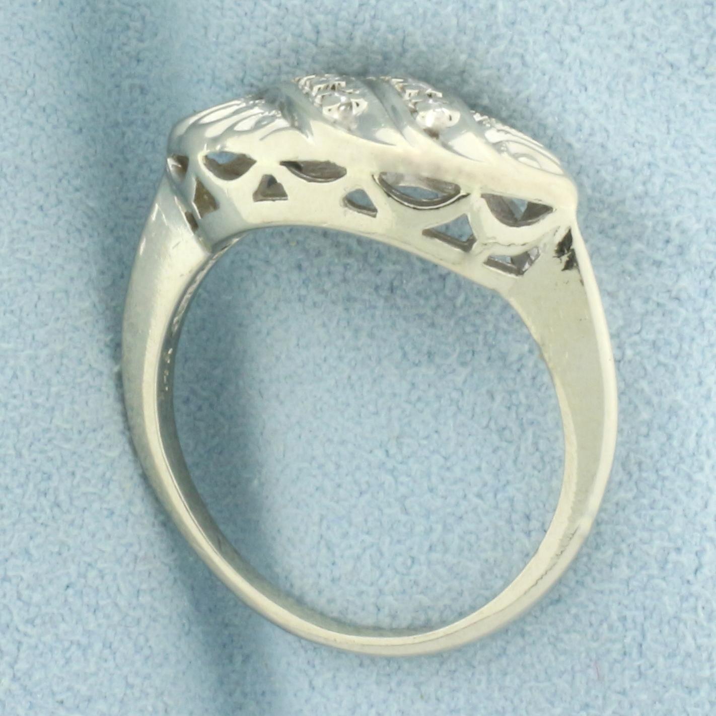 Pave Diamond Retro Era Ring In 14k White Gold