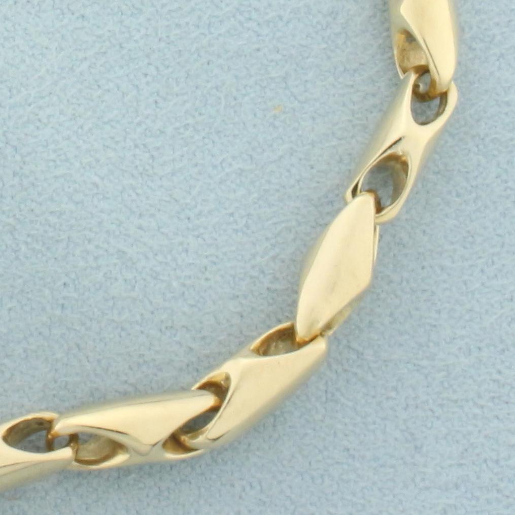 Fancy Barrel Link Bracelet In 14k Yellow Gold