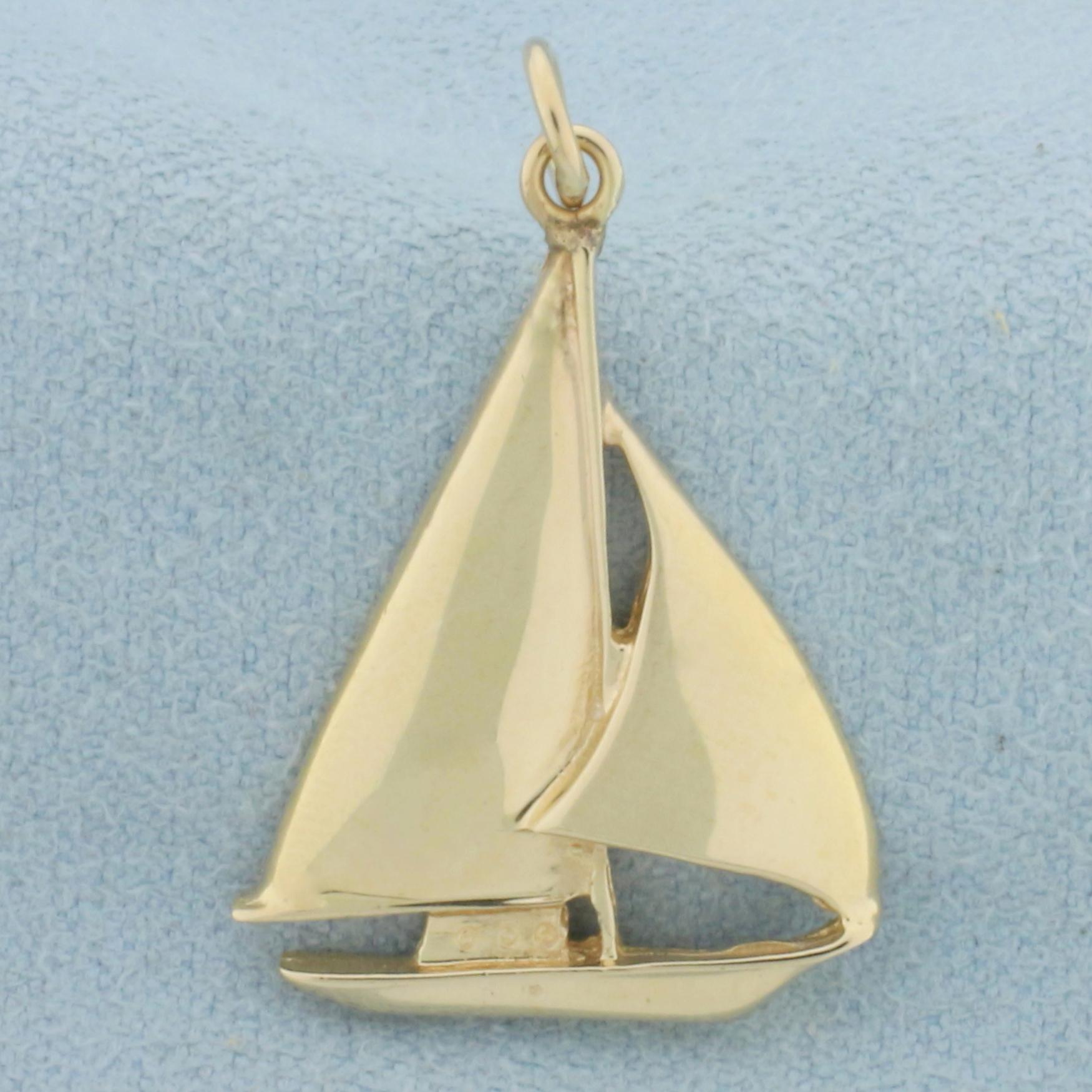 Sailboat Pendant In 14k Yellow Gold