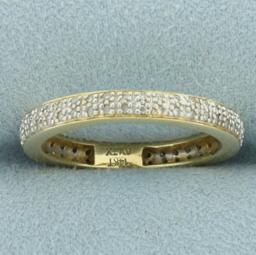 Pave Diamond Stacking Eternity Band Ring In 14k Yellow Gold