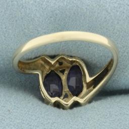 Vintage Sapphire Toi Et Moi Ring In 10k Yellow Gold